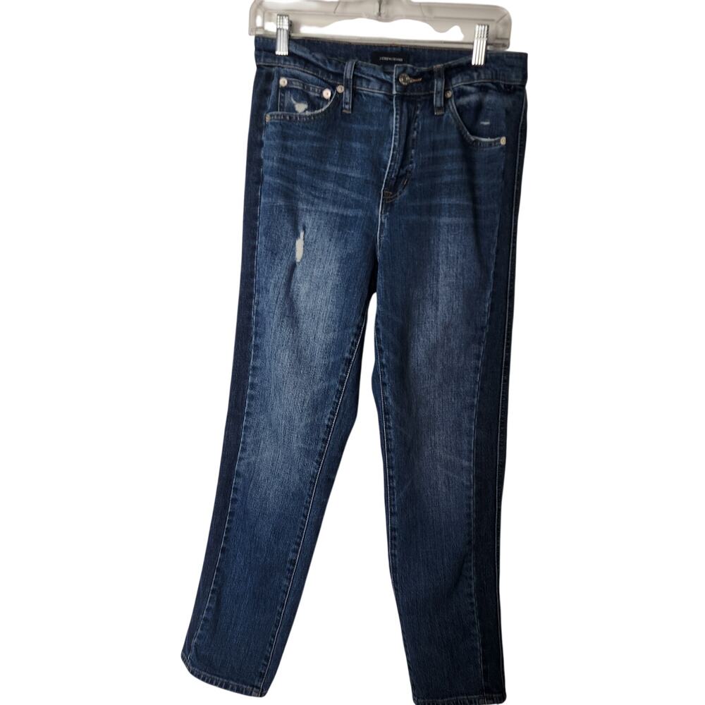 J.Crew Blue Medium Wash Denim Relaxed Ankle Distressed Slim Leg Jeans Size 28